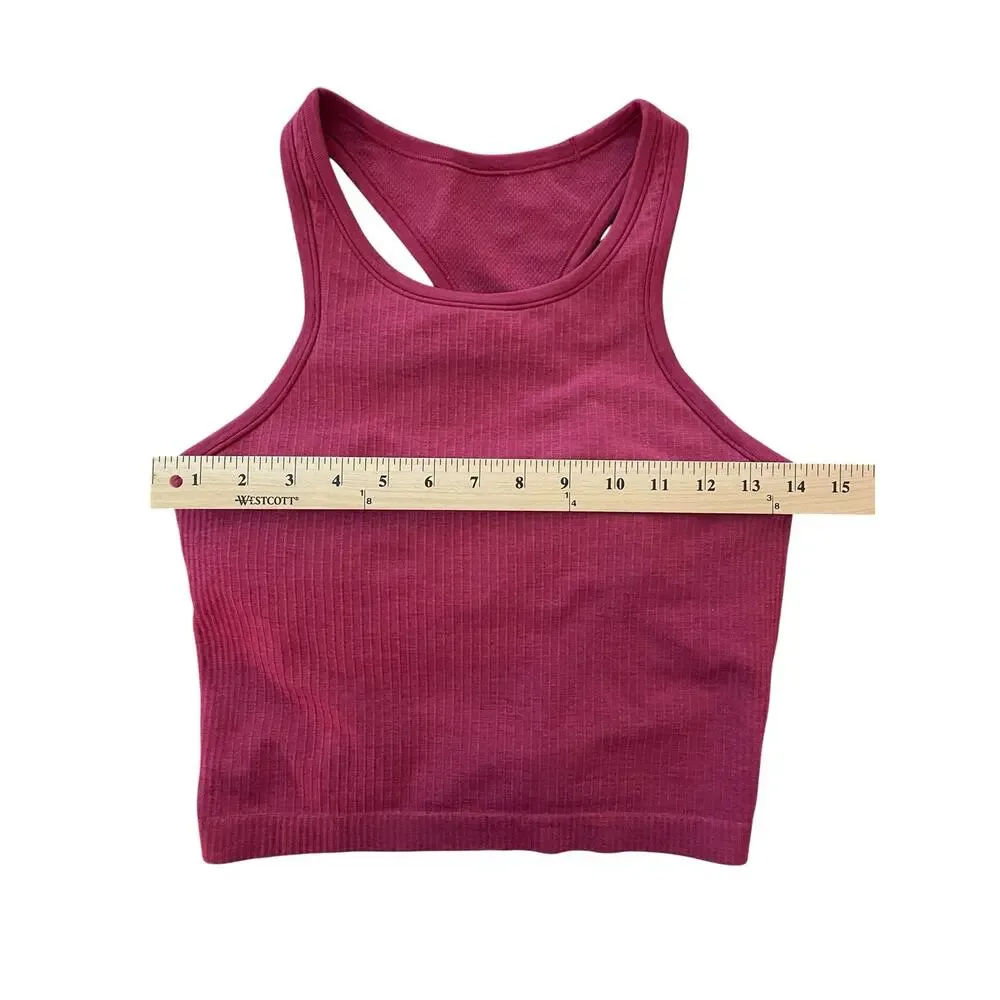 Lululemon Ebb to Street Cropped Racerback Tank Top Dark Red Size 6 - Picture 4 of 5